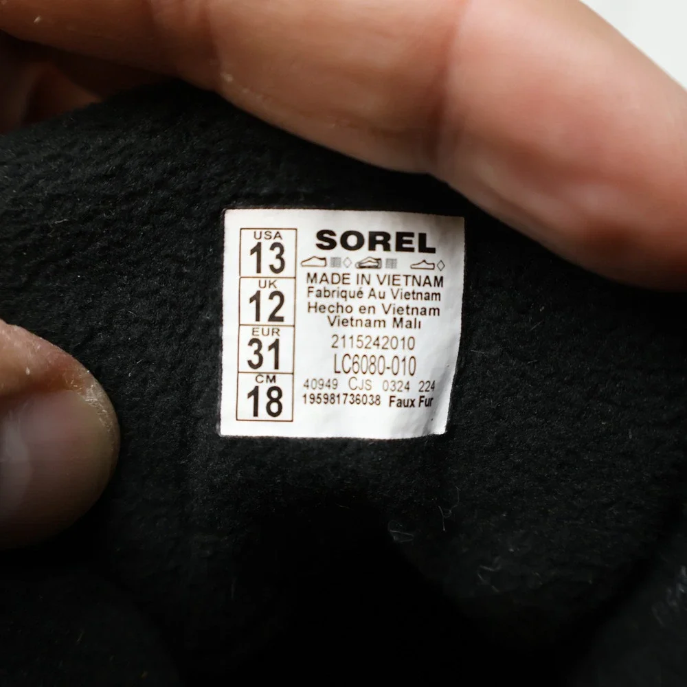 Sorel Kids 13 Boots Black Whitney II Puffy Short Lace Insulated Waterproof NWD